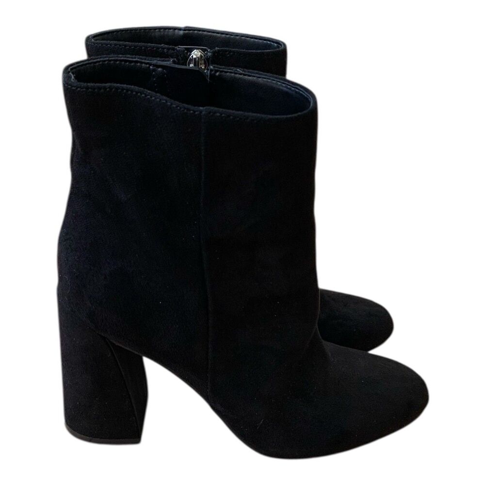 Nine West Tapered Heel Faux Suede Ankle Booties Black - Size 6
